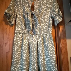 Green and White Patterned Romper